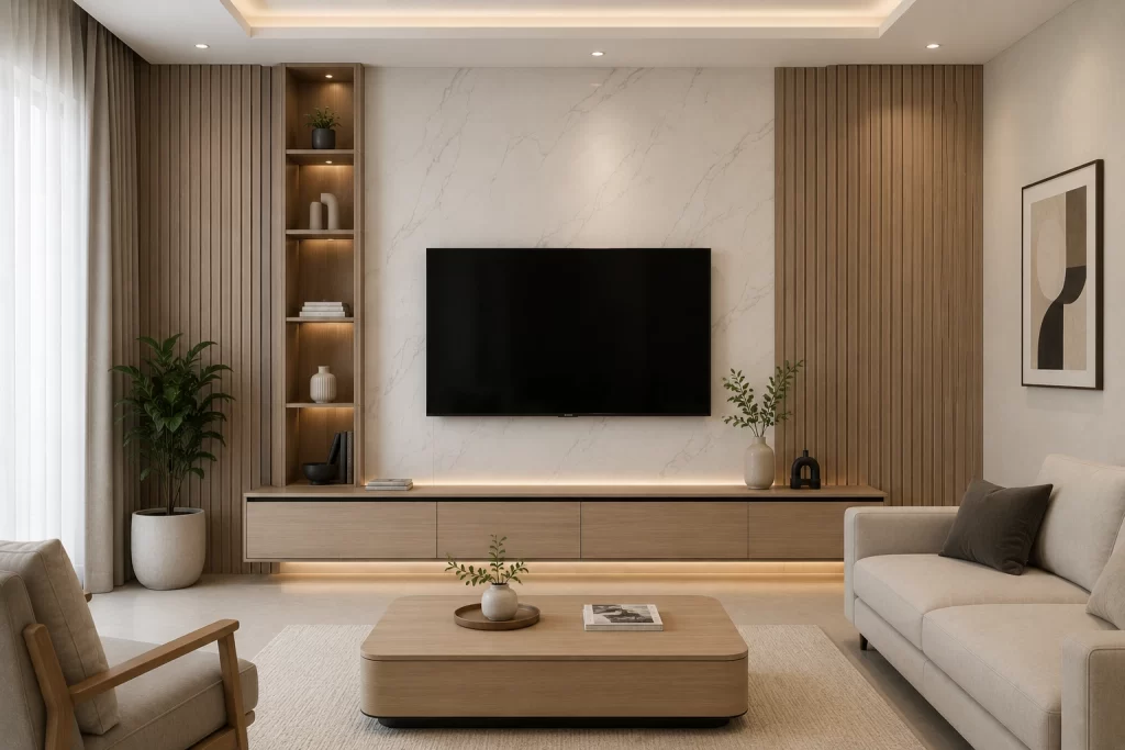 Beautify living room using minimalist design laminates