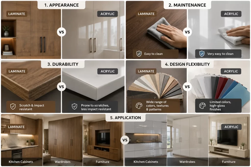 Laminate vs Acrylic Differences in their features