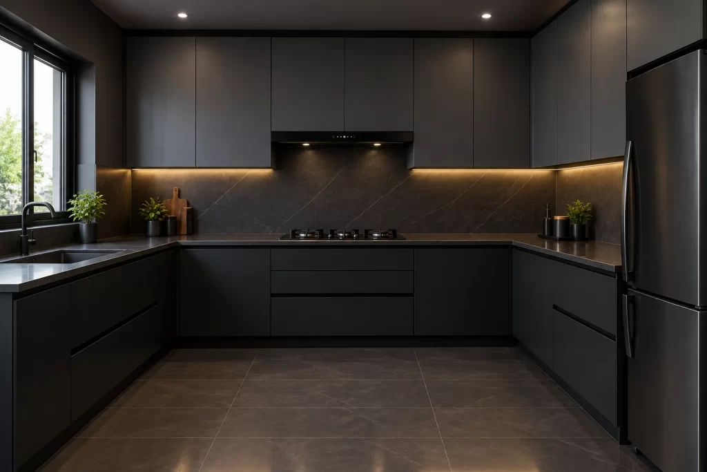dark shed kitchen laminates