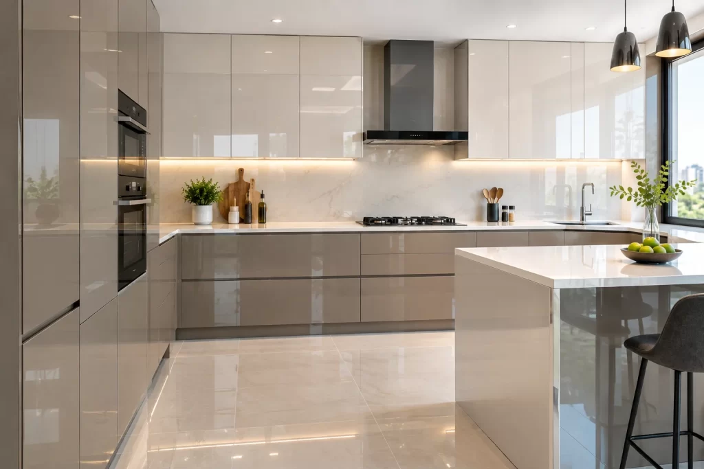 high gloss kitchen laminates