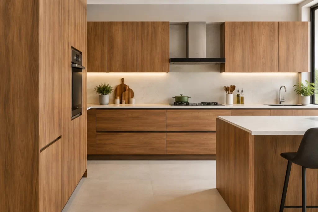wood finish kitchen laminates
