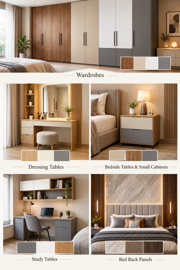 Sunmica Designs for Different Bedroom Furniture